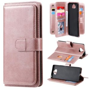For Sony Xpeira 8 Multifunctional Magnetic Copper Buckle Horizontal Flip Solid Color Leather Case with 10 Card Slots & Wallet & Holder & Photo Frame(Rose Gold) (OEM)