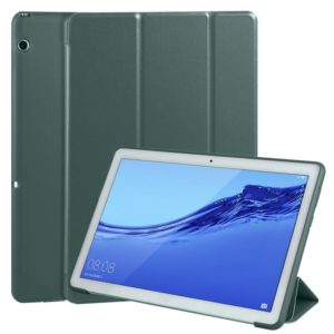 Huawei MediaPad T5 10 inch 3-folding Horizontal Flip PU Leather + Shockproof Honeycomb TPU Case with Holder(Pine Green) (OEM)