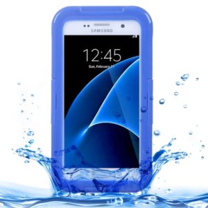 For Galaxy S7 / G930 IPX8 Plastic + Silicone Transparent Waterproof Protective Case with Lanyard (Blue) (OEM)