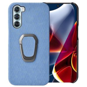 For Motorola Moto Edge S30 Ring Holder Honeycomb PU Phone Case(Baby Blue) (OEM)
