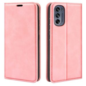 For Motorola G62 5G Retro-skin Magnetic Suction Leather Phone Case(Pink) (OEM)