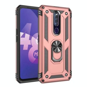 For OPPO F11 Pro Shockproof TPU + PC Protective Case with 360 Degree Rotating Holder(Rose Gold) (OEM)