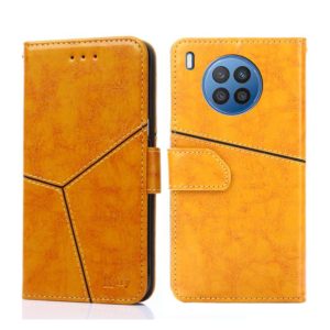 For Huawei nova 8i Geometric Stitching Horizontal Flip Leather Phone Case(Yellow) (OEM)
