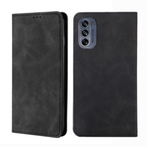 For Motorola Moto G62 5G Skin Feel Magnetic Horizontal Flip Leather Phone Case(Black) (OEM)