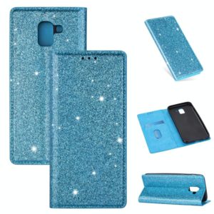 For Samsung Galaxy J6 (2018) Ultrathin Glitter Magnetic Horizontal Flip Leather Case with Holder & Card Slots(Sky Blue) (OEM)
