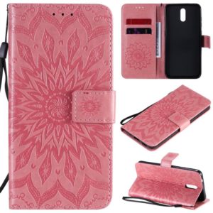 For Nokia 2.3 Embossed Sunflower Pattern Horizontal Flip PU Leather Case with Holder & Card Slots & Wallet & Lanyard(Pink) (OEM)