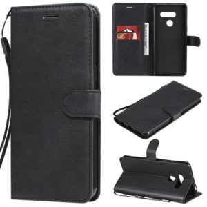 For LG K50S Solid Color Horizontal Flip Protective Leather Case with Holder & Card Slots & Wallet & Photo Frame & Lanyard(Black) (OEM)