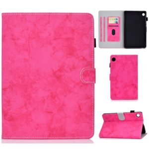 For Huawei MatePad T8 Marble Style Cloth Texture Tablet PC Protective Leather Case with Bracket & Card Slot & Pen Slot & Anti Skid Strip(Rose Red) (OEM)