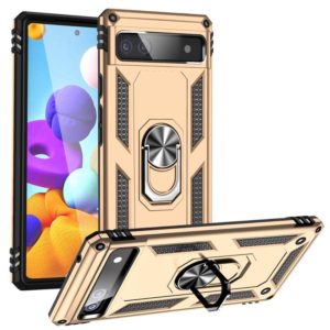 For Google Pixel 6A Shockproof TPU + PC Protective Case with 360 Degree Rotating Holder(Gold) (OEM)