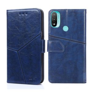 For Motorola Moto E20 Geometric Stitching Horizontal Flip Leather Phone Case(Blue) (OEM)