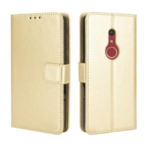 For Fujitsu Arrows BZ02/Be4 Plus/F-41B Crazy Horse Texture Horizontal Flip Leather Case with Holder & Card Slots & Lanyard(Gold) (OEM)