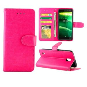 For Nokia C1 Crazy Horse Texture Leather Horizontal Flip Protective Case with Holder & Card Slots & Wallet & Photo Frame(Magenta) (OEM)