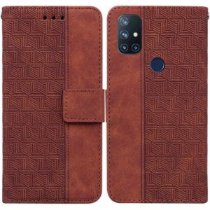For OnePlus Nord N10 5G Geometric Embossed Leather Phone Case(Brown) (OEM)