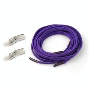 1 Pair SLK28 Metal Magnetic Buckle Elastic Free Tied Laces, Style: Silver Magnetic Buckle+Purple Shoelaces (OEM)