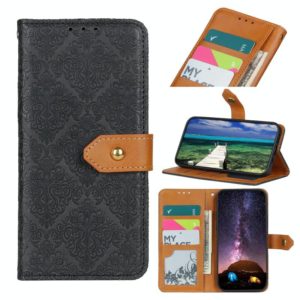 For Sony Xperia 10 III European Floral Embossed Copper Buckle Horizontal Flip PU Leather Case with Holder & Card Slots & Wallet & Photo Frame(Black) (OEM)