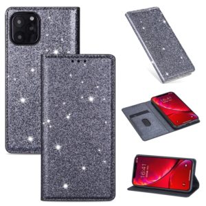 For iPhone 11 Pro Ultrathin Glitter Magnetic Horizontal Flip Leather Case with Holder & Card Slots(Gray) (OEM)