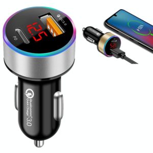 Aluminum Alloy Digital Display PD+QC3.0 Car Charger Multifunctional Car Charger(Snowflake Silver) (OEM)