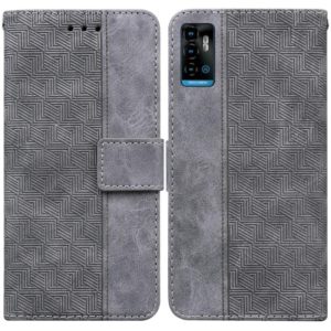 For ZTE Blade A72 / V40 Vita Geometric Embossed Leather Phone Case(Grey) (OEM)