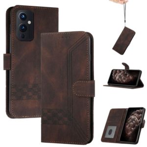 Cubic Skin Feel Flip Leather Phone Case For OnePlus 9(Brown) (OEM)