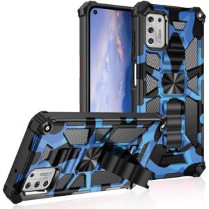 For Motorola Moto G Stylus (2021) Camouflage Armor Shockproof TPU + PC Magnetic Protective Case with Holder(Dark Blue) (OEM)