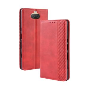 Magnetic Buckle Retro Texture Horizontal Flip Leather Case for Sony Xperia 10 Plus, with Holder & Card Slots & Wallet (Red) (OEM)