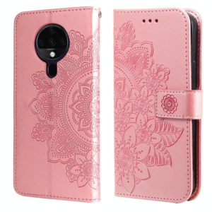 For Tecno Spark 6 7-petal Flowers Embossing Pattern Horizontal Flip PU Leather Case with Holder & Card Slots & Wallet & Photo Frame(Rose Gold) (OEM)