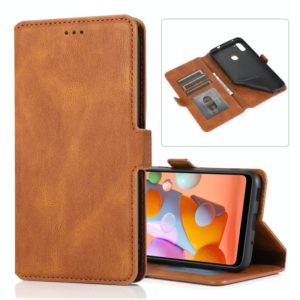 For Samsung Galaxy A11 Retro Magnetic Closing Clasp Horizontal Flip Leather Case with Holder & Card Slots & Photo Frame & Wallet(Brown) (OEM)