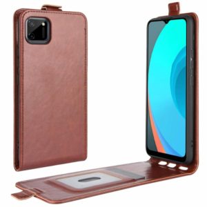 For OPPO Realme C11 R64 Texture Single Vertical Flip Leather Protective Case with Card Slots & Photo Frame(Brown) (OEM)