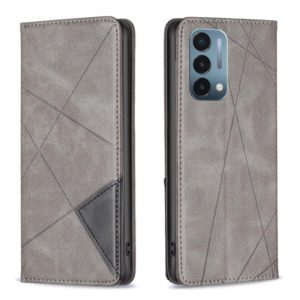 For OnePlus Nord N200 5G Prismatic Invisible Magnetic Leather Phone Case(Grey) (OEM)