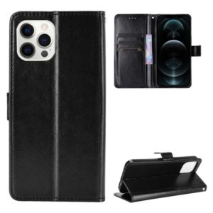 For iPhone 12 / 12 Pro Crazy Horse Texture Horizontal Flip Leather Case with Holder & Card Slots & Wallet & Lanyard(Black) (OEM)