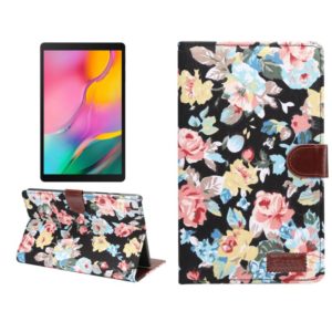 Dibase Flower Pattern Cloth Surface Horizontal Flip PC + PU Leather Case with Holder & Card Slots & Sleep / Wake-up Function For Galaxy Tab A 8.0 inch (2019) / T290 / T295(Black) (OEM)