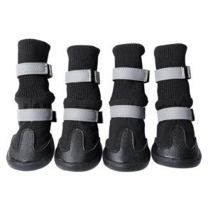 Pet Long-Tube Shoes Medium & Large Dogs Outdoor Wear-Resistant Snow Boots, Size: M(Black) (OEM)