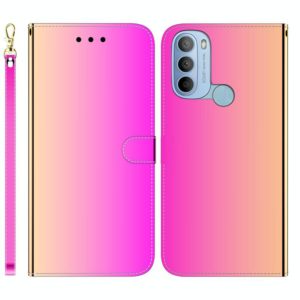 For Motorola Moto G31 4G Brazil Version with Fingerprint Imitated Mirror Surface Horizontal Flip Leather Phone Case(Gradient Color) (OEM)