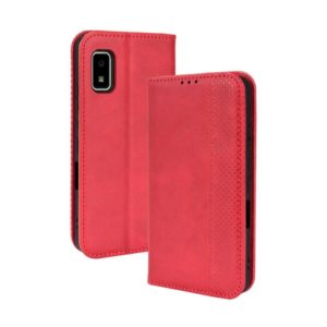 For Sharp Aquos Wish Magnetic Buckle Retro Texture Leather Phone Case(Red) (OEM)