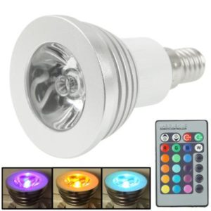 E14 3W RGB Flash LED Light Bulb, Luminous Flux: 240-270lm, with Remote Controller, AC 85-265V (OEM)