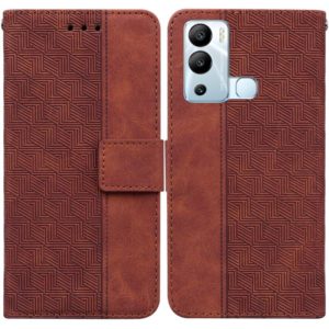 For Infinix Hot 12i Geometric Embossed Leather Phone Case(Brown) (OEM)