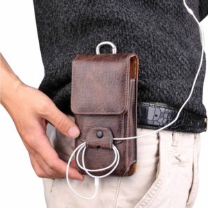 For iPhone 8 Plus & 7 Plus & 6s Plus & 6 Plus Vertical Flip Retro Elephant Texture Leather Case / Waist Bag with Card Slots & Back Splint & Buckle & Earphone Hole(Coffee) (OEM)