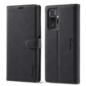 For Xiaomi Redmi Note 10 Forwenw F1 Series Matte Strong Magnetism Horizontal Flip Leather Case with Holder & Card Slots & Wallet & Photo Frame(Black) (Forwenw) (OEM)