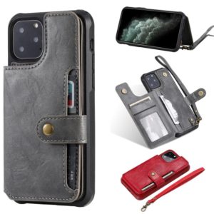 For iPhone 11 Pro Buckle Zipper Shockproof Protective Case with Holder & Card Slots & Wallet & Lanyard & Photos Frame(Gray) (OEM)
