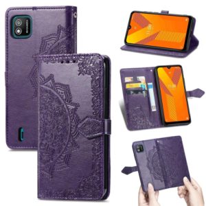 For Wiko Y62 Mandala Flower Embossed Horizontal Flip Leather Case with Holder & Three Card Slots & Wallet & Lanyard(Purple) (OEM)