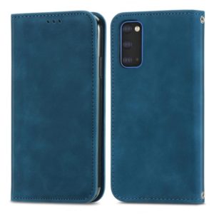 For Samsung Galaxy S20 Retro Skin Feel Business Magnetic Horizontal Flip Leather Case with Holder & Card Slots & Wallet & Photo Frame(Blue) (OEM)