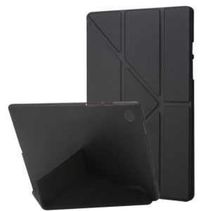 For Samsung Galaxy Tab A8 10.5 2021 Deformation Transparent Acrylic Horizontal Flip PU Leather Tablet Case(Black) (OEM)
