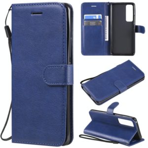 For Huawei nova 7 Pro Solid Color Horizontal Flip Protective Leather Case with Holder & Card Slots & Wallet & Lanyard(Blue) (OEM)