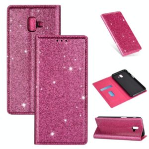 For Samsung Galaxy J6+ Ultrathin Glitter Magnetic Horizontal Flip Leather Case with Holder & Card Slots(Rose Red) (OEM)