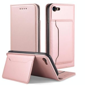 For iPhone SE 2022 / SE 2020 / 8 / 7 Strong Magnetism Shockproof Horizontal Flip Liquid Feel Leather Case with Holder & Card Slots & Wallet(Rose Gold) (OEM)