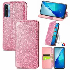For TCL 20S Blooming Mandala Embossed Pattern Magnetic Horizontal Flip Leather Case with Holder & Card Slots & Wallet(Pink) (OEM)