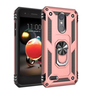 For LG Aristo 2 Shockproof TPU + PC Protective Case with 360 Degree Rotating Holder(Rose Gold) (OEM)