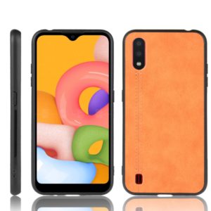 For Galaxy A01 Shockproof Sewing Cow Pattern Skin PC + PU + TPU Case(Orange) (OEM)