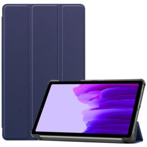 For Samsung Galaxy Tab A7 Lite T225 Custer Pattern Pure Color Horizontal Flip Leather Case with Three-folding Holder(Dark Blue) (OEM)