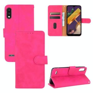 For LG K22 Solid Color Skin Feel Magnetic Buckle Horizontal Flip Calf Texture PU Leather Case with Holder & Card Slots & Wallet(Rose Red) (OEM)